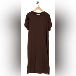 CLOTH BY DESIGN FRENCH TERRY RAGLAN SLEEVE BROWN MIDI DRESS Size XS NWT